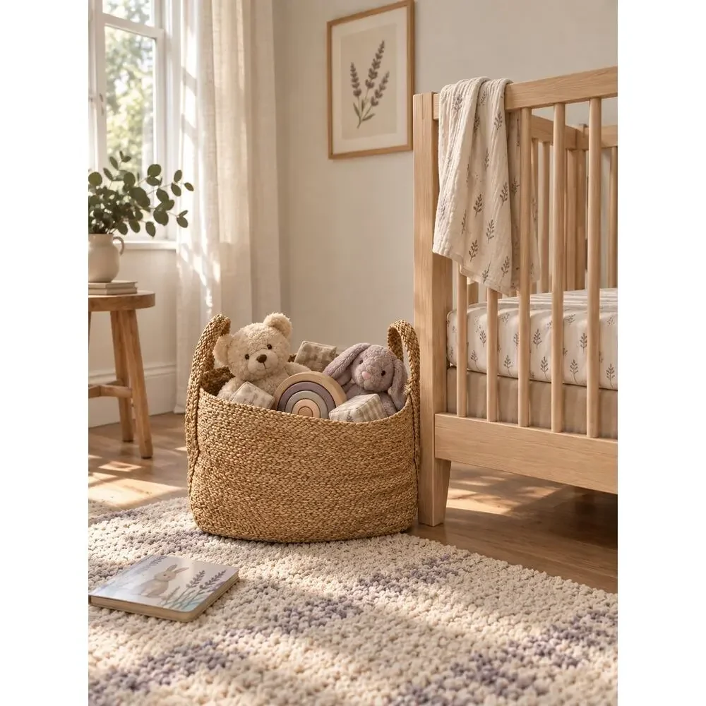 Brand-New Extra-Large Natural Jute Basket – 20” × 14”